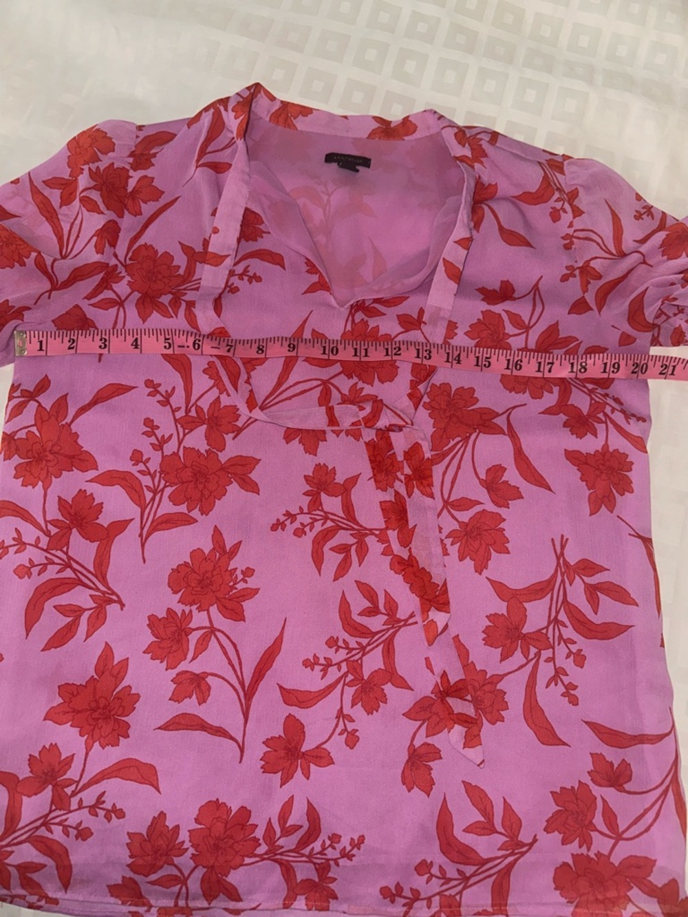 Ann Taylor Pink Blouse with Red Floral Print - Picture 6 of 8